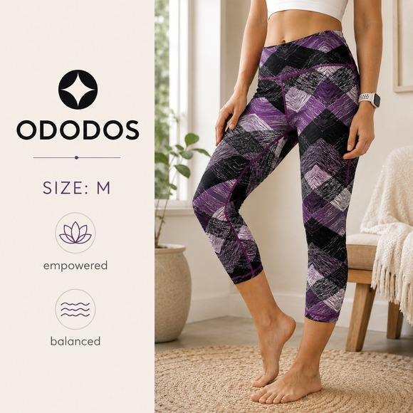 Ododos Pants - ODODOS Capri Leggings Women XL Purple Geometric Bold Athletic Pocket Performance